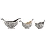 Three early 20th century Anglo – Indian unmarked silver bowls, Kashmir circa 1910