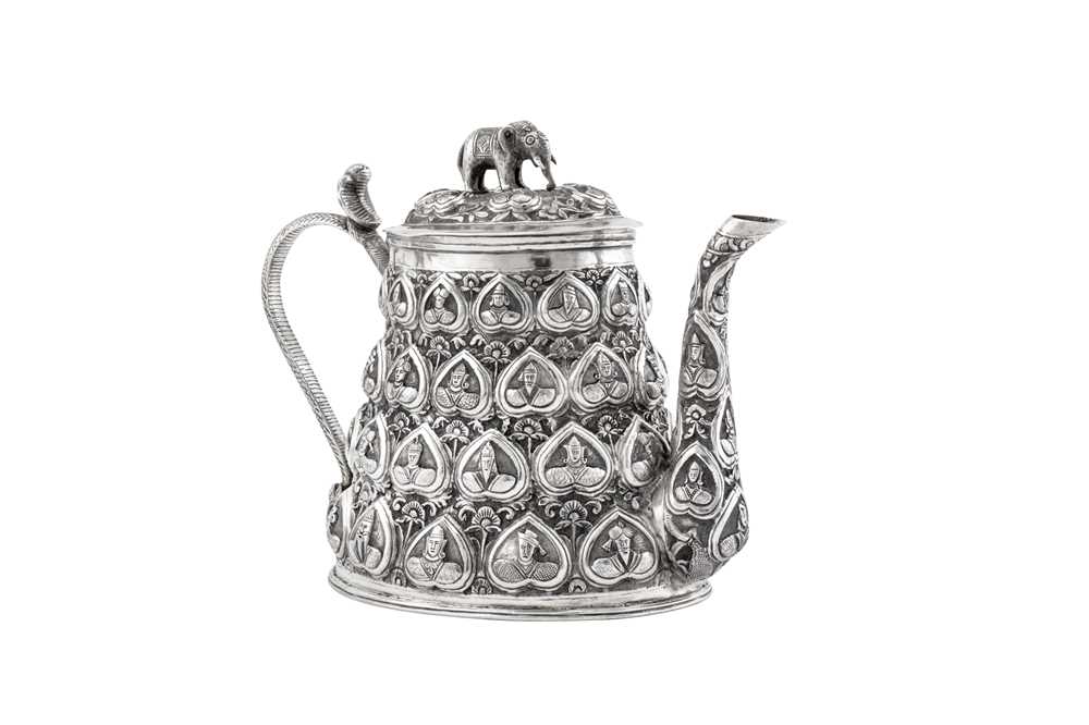 A very rare late 19th century Anglo – Indian silver three-piece tea service, Lucknow circa 1890 - Image 4 of 6