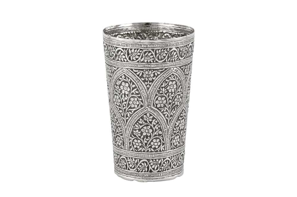 An early 20th century Anglo – Indian unmarked silver beaker, Kashmir circa 1910