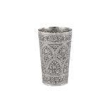 An early 20th century Anglo – Indian unmarked silver beaker, Kashmir circa 1910
