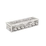 An early 20th century Anglo - Indian unmarked silver dressing table box, Bombay circa 1920