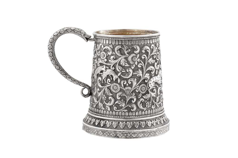 A late 19th century Anglo – Indian unmarked silver christening mug, Cutch circa 1890 - Image 2 of 2