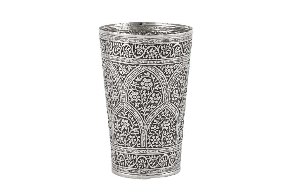 An early 20th century Anglo – Indian unmarked silver beaker, Kashmir circa 1910 - Image 2 of 2