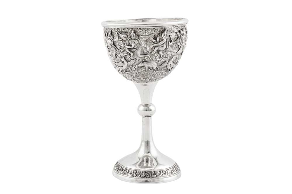 A rare late 19th century Anglo – Indian unmarked silver standing cup, presumably Nasik, dated 1871 - Image 2 of 4