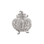 A late 19th / early 20th century Anglo – Indian unmarked silver tea caddy, Lucknow circa 1900