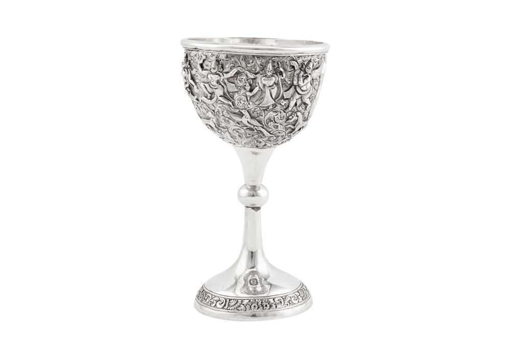 A rare late 19th century Anglo – Indian unmarked silver standing cup, presumably Nasik, dated 1871 - Image 3 of 4