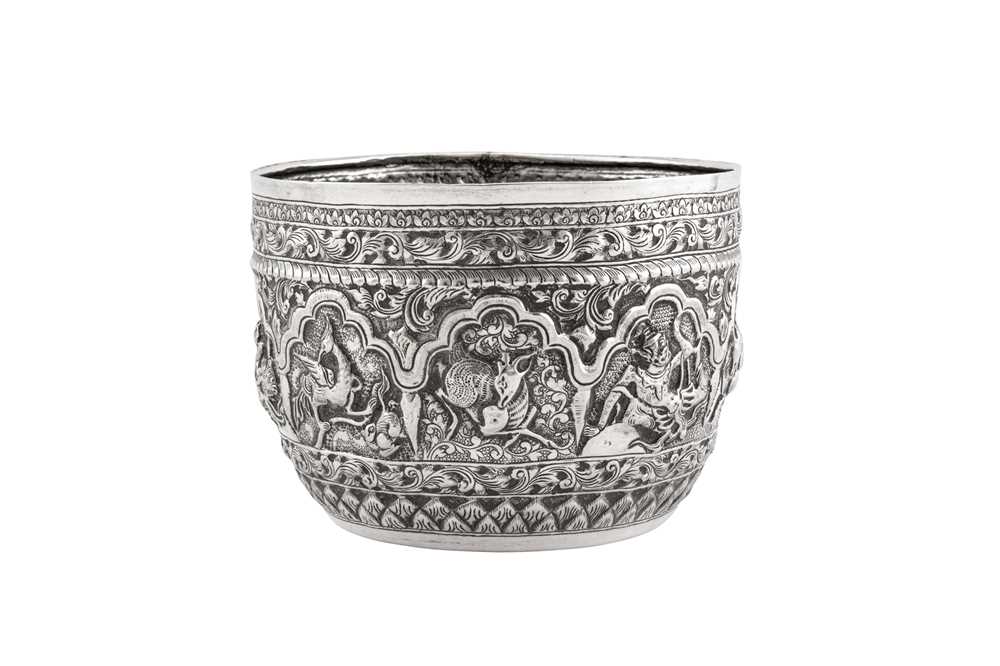 An early 20th century Burmese unmarked silver bowl, Upper Burma (Rakine) circa 1910