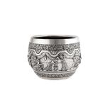 A large late 19th century Anglo – Indian unmarked silver bowl, Poona circa 1890