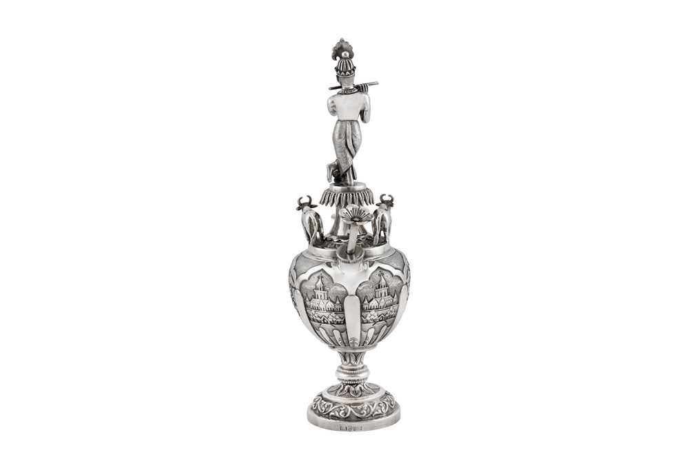 A rare and highly unusual early 20th century Anglo – Indian silver figural rose water sprinkler or s - Image 4 of 12