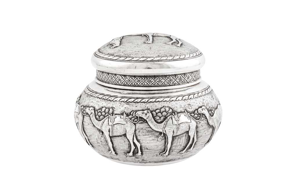 A rare early 20th century Anglo – Indian silver tea caddy, Karachi circa 1920 by J. Manikrai