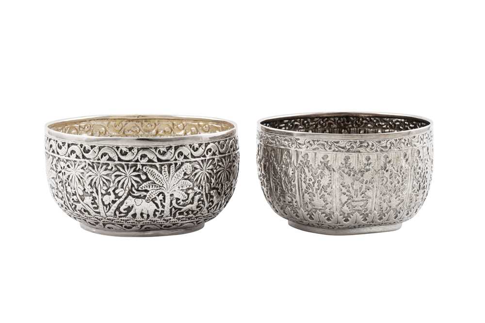 Two early 20th century Anglo – Indian unmarked silver small bowls, Lucknow circa 1910