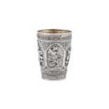 A late 19th / early 20th century Burmese unmarked silver beaker, Upper Burma circa 1900