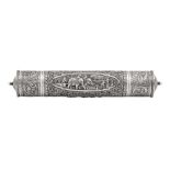 An early 20th century Anglo – Indian unmarked silver scroll holder, Calcutta circa 1920