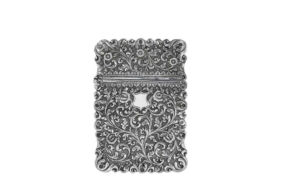 A late 19th century Anglo – Indian unmarked silver card case, Cutch circa 1880