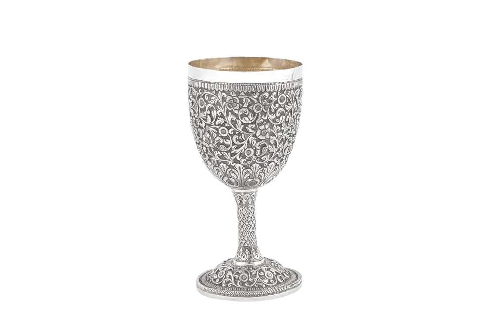 A late 19th century Anglo – Indian unmarked silver goblet, Cutch circa 1890 - Image 2 of 2