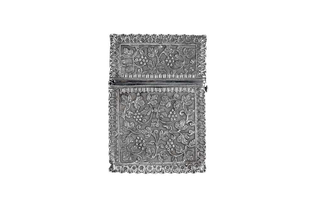 A mid to late 19th century Anglo – Indian unmarked silver card case, Cutch circa 1860-70