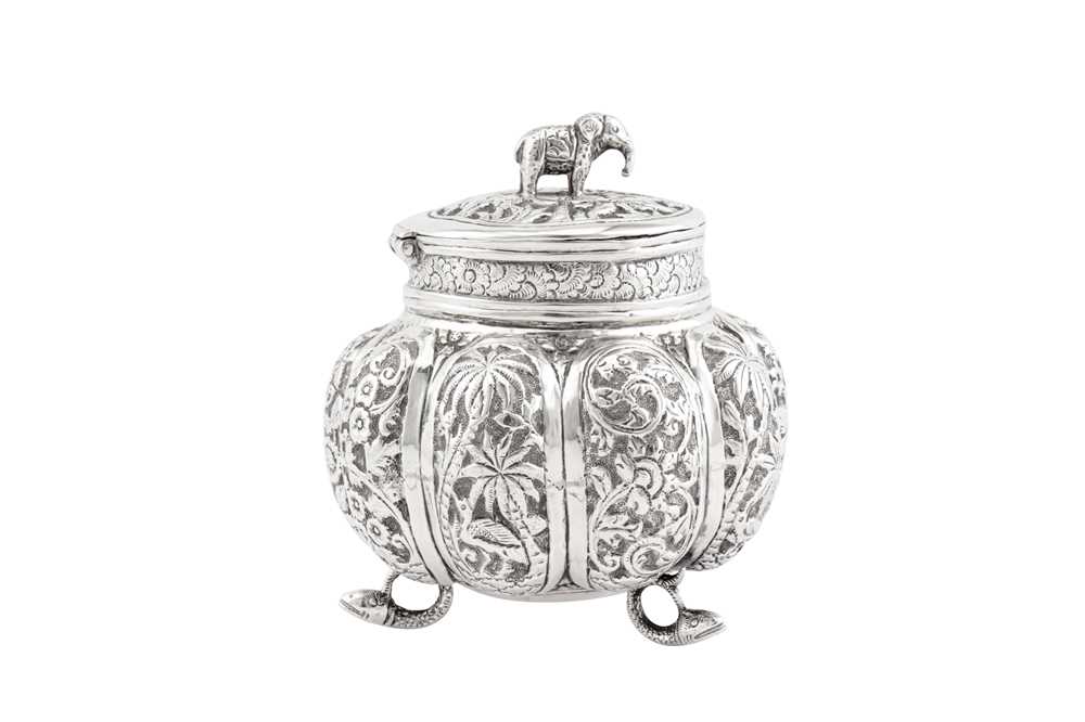 A late 19th / early 20th century Anglo – Indian unmarked silver tea caddy, Lucknow circa 1900