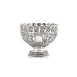 A large late 19th century Anglo – Indian unmarked silver bowl, Lucknow circa 1890