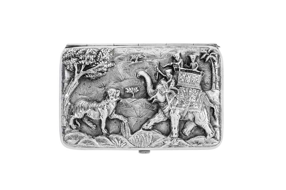 A rare late 19th century Anglo – Indian unmarked silver cigarette case, Poona circa 1890, attributed