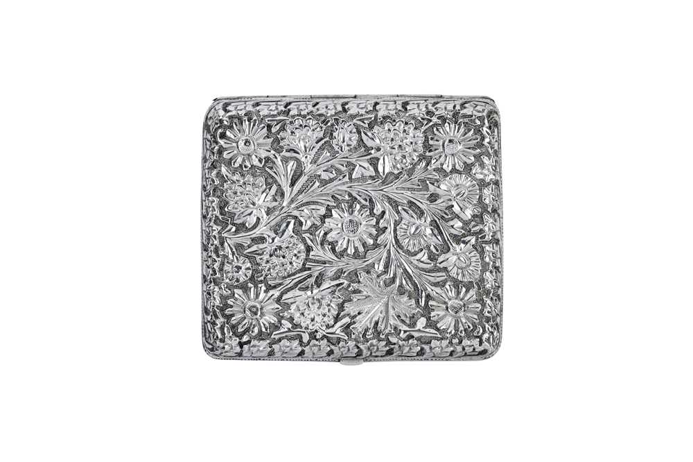 An early 20th century Anglo – Indian unmarked silver cigarette case, Kashmir circa 1910