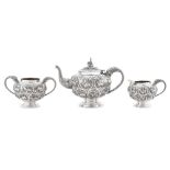 An early 20th century Anglo – Indian unmarked silver tea service, Bombay circa 1910