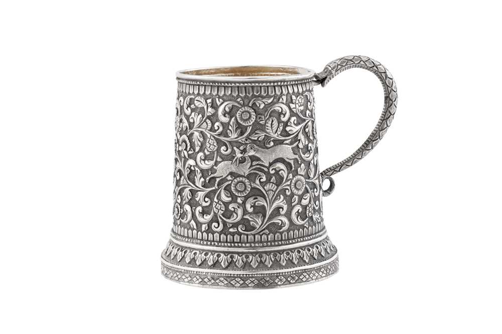 A late 19th century Anglo – Indian unmarked silver christening mug, Cutch circa 1890