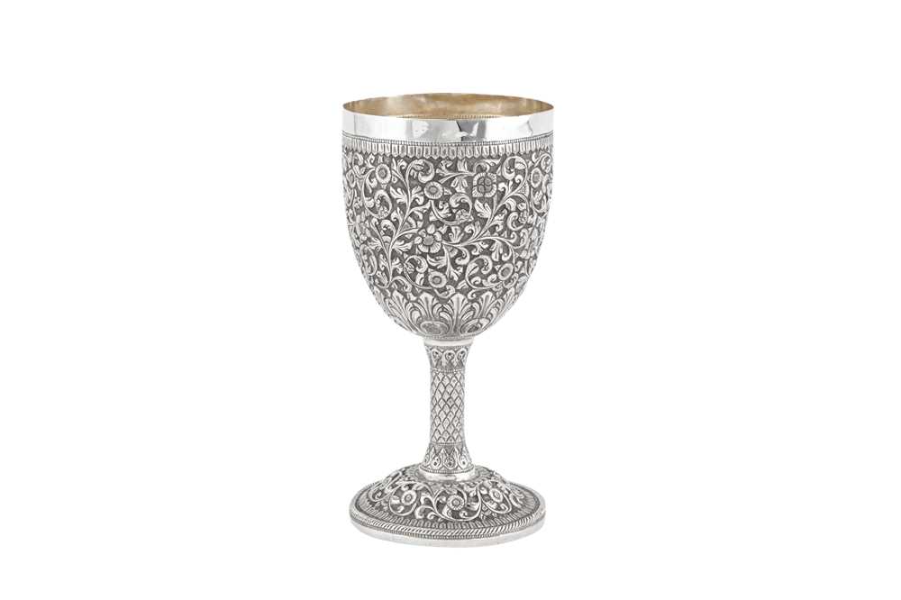 A late 19th century Anglo – Indian unmarked silver goblet, Cutch circa 1890