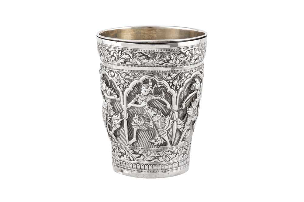 A late 19th / early 20th century Burmese unmarked silver beaker, Upper Burma circa 1900