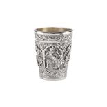 A late 19th / early 20th century Burmese unmarked silver beaker, Upper Burma circa 1900