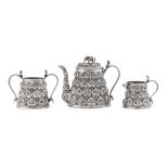 A very rare late 19th century Anglo – Indian silver three-piece tea service, Lucknow circa 1890