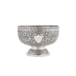 A late 19th century Anglo – Indian unmarked silver footed bowl, Cutch dated 1895