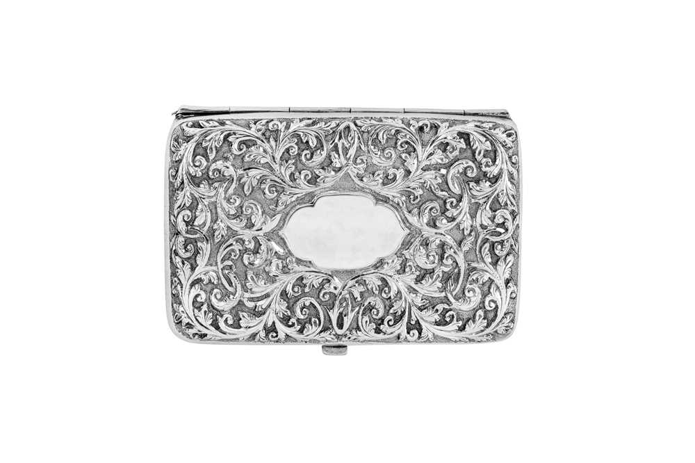 A rare late 19th century Anglo – Indian unmarked silver cigarette case, Poona circa 1890, attributed - Image 2 of 3