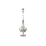 An early to mid-20th century Anglo – Indian unmarked silver rose water sprinkler, Bombay circa 1930