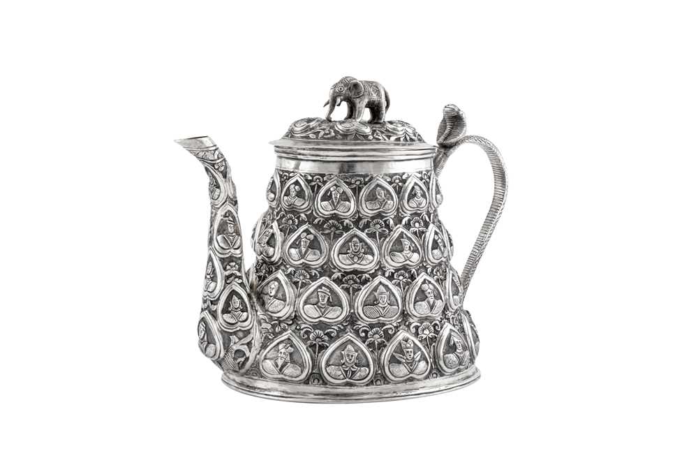 A very rare late 19th century Anglo – Indian silver three-piece tea service, Lucknow circa 1890 - Image 3 of 6