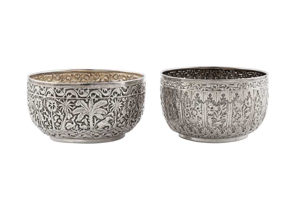 Two early 20th century Anglo – Indian unmarked silver small bowls, Lucknow circa 1910 - Image 2 of 2