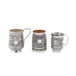 An early 20th century Anglo – Indian unmarked silver christening mug, Calcutta dated 1906