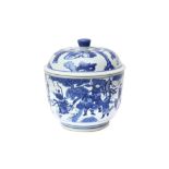 A CHINESE BLUE AND WHITE JAR AND COVER 青花人物故事圖紋蓋罐