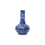 A CHINESE BLUE AND WHITE 'LOTUS SCROLL' VASE 青花纏枝蓮紋長頸瓶