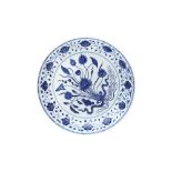 A CHINESE BLUE AND WHITE MING-STYLE 'LOTUS BOUQUET' CHARGER 青花一把蓮紋大盤