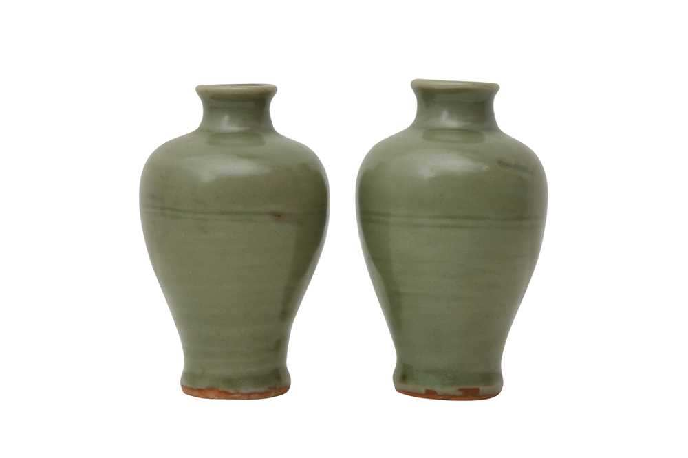 A PAIR OF CHINESE LONGQUAN CELADON VASES, MEIPING