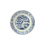 A CHINESE SWATOW BLUE AND WHITE 'PHOENIX' DISH 明 漳州青花鳳紋盤