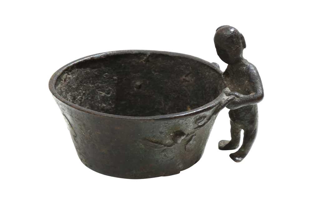 A CHINESE BRONZE 'BOY' CUP 宋 銅童子盃