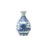 A CHINESE BLUE AND WHITE 'GARDEN' VASE, YUHUCHUNPING 青花竹石芭蕉紋玉壺春瓶