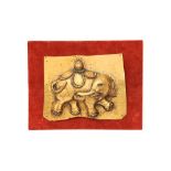 A TIBETAN GILT-METAL REPOUSSE 'ELEPHANT' PLAQUE 十九或二十世紀 鎏金象紋飾板