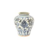 A CHINESE BLUE AND WHITE 'LOTUS SCROLL' JAR 明 青花纏枝蓮紋小瓶
