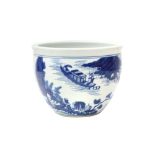 A CHINESE BLUE AND WHITE 'FIGURAL' JARDINIERE 青花人物故事圖紋缸