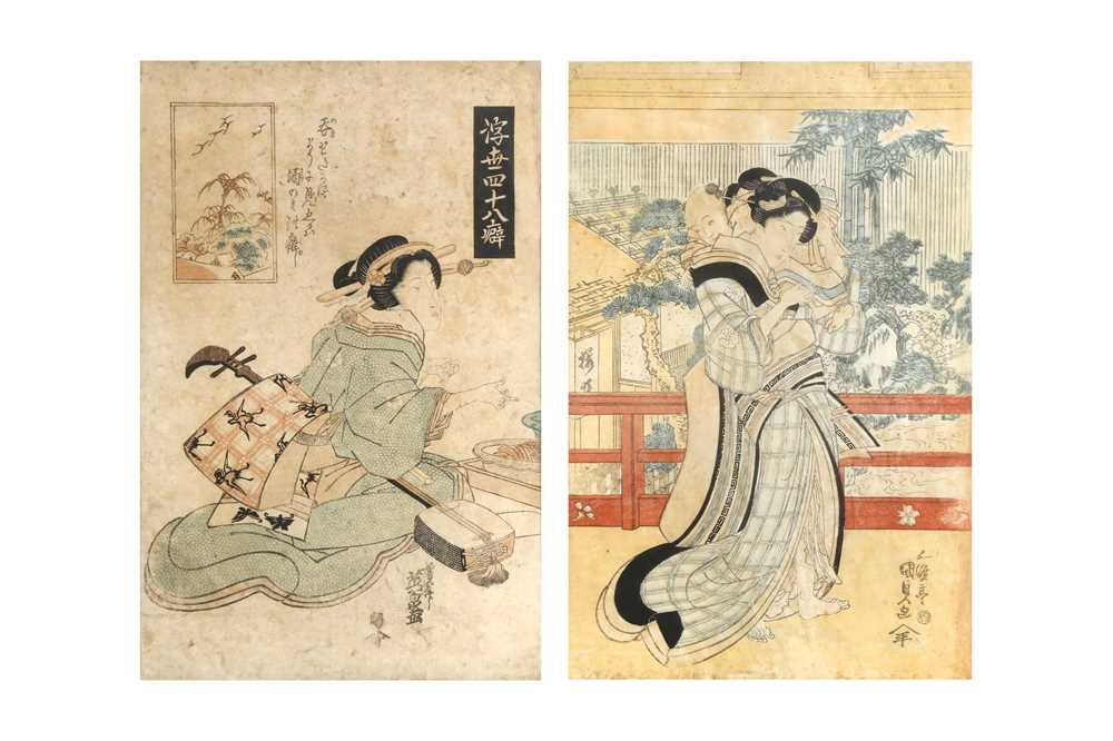 UTAGAWA KUNISADA (1786 - 1864), KEISAI EISEN (1790 - 1848) Two Japanese woodblock prints