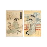 UTAGAWA KUNISADA (1786 - 1864), KEISAI EISEN (1790 - 1848) Two Japanese woodblock prints