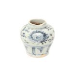 A CHINESE BLUE AND WHITE 'LOTUS' JAR 明 青花蓮紋小瓶