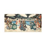 UTAGAWA KUNISADA (1786 - 1864) A Japanese woodblock print triptych